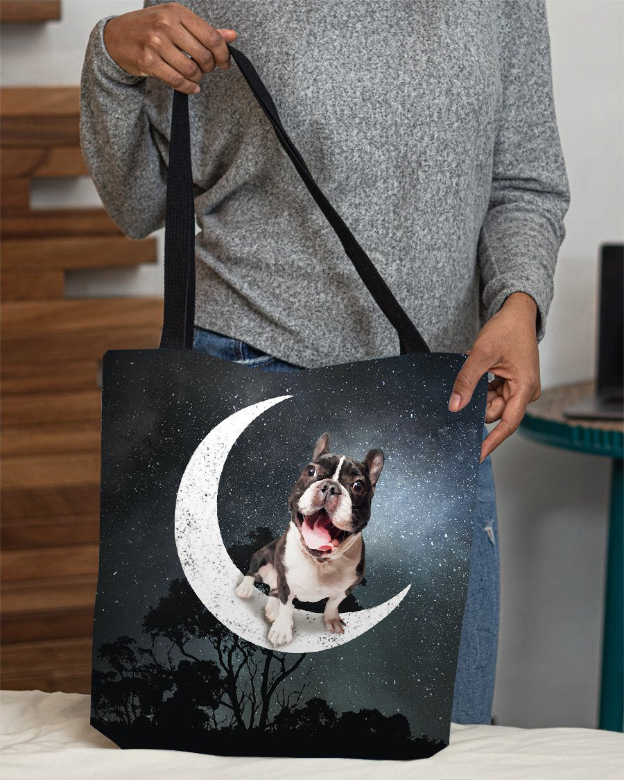 French Bulldog2-Sit On The Moon-Cloth Tote Bag