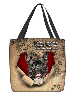 French Bulldog 2-Torn Cloth Tote Bag