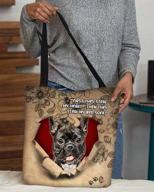 French Bulldog 2-Torn Cloth Tote Bag