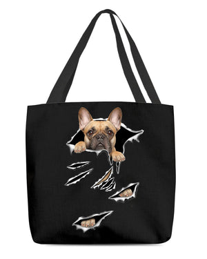 Cracks-French Bulldog 3-Cloth Tote Bag