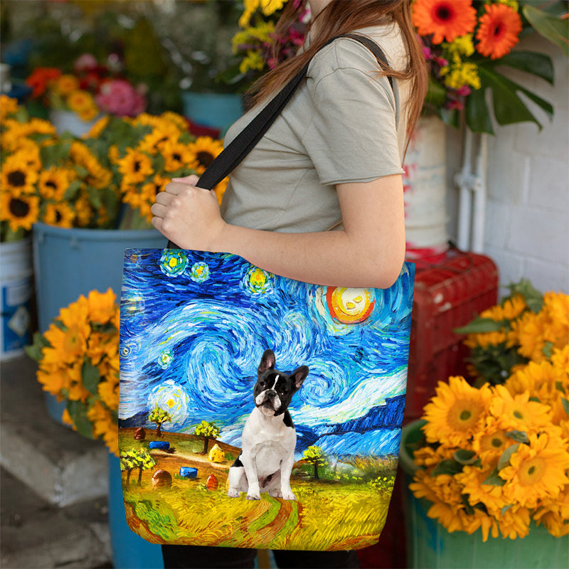 French Bulldog 3-Oil Painting-Cloth Tote Bag