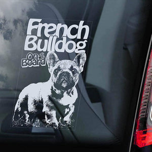 French Bulldog3 on Board-Car Window Sticker-Dog Sign Decal