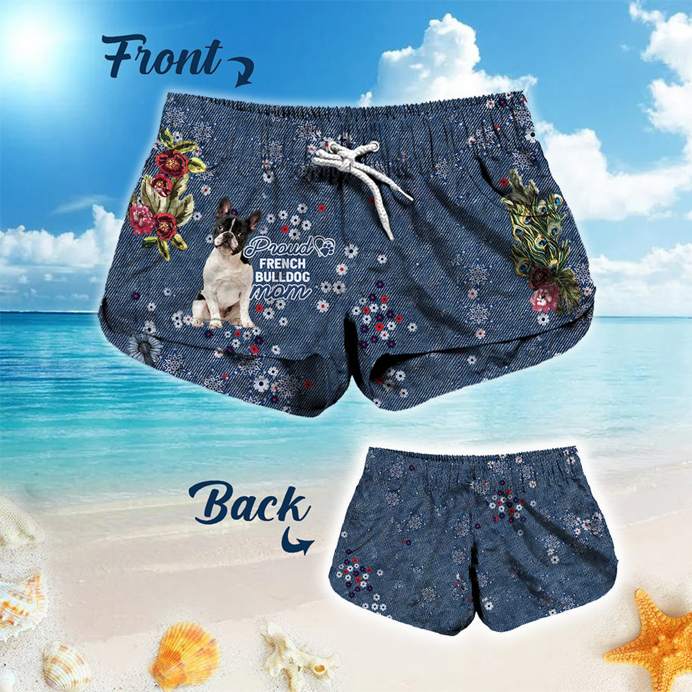 French Bulldog 3 Pround Mom-Women Hawaii Beach Shorts