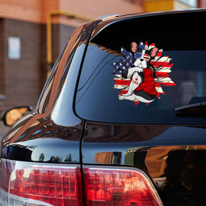 French Bulldog Happy Independence Day Car Sticker