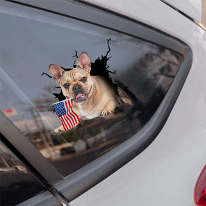 French Bulldog And American Flag Independent Day Car Sticker Decal