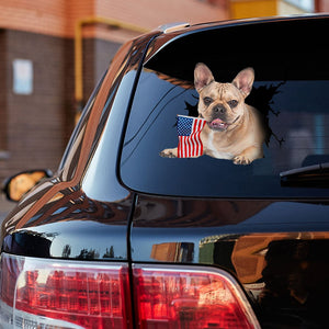 French Bulldog And American Flag Independent Day Car Sticker Decal