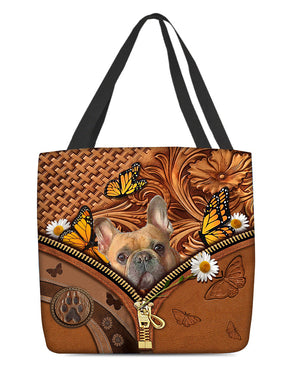 French Bulldog Butterfly Daisy Cloth Tote Bag