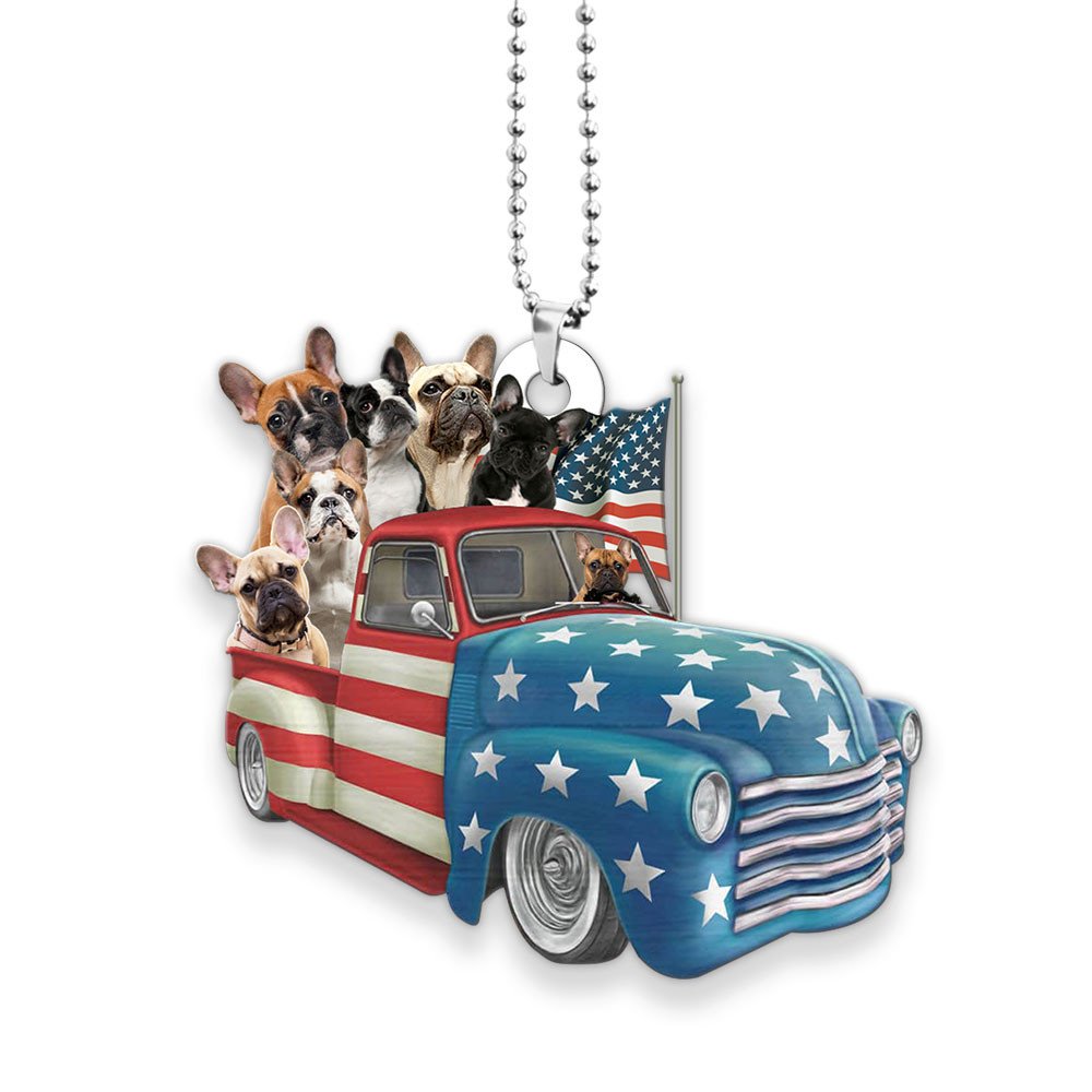 French Bulldog Happy Independence Day Two Sides Ornament