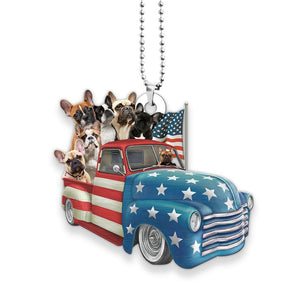 French Bulldog Happy Independence Day Two Sides Ornament