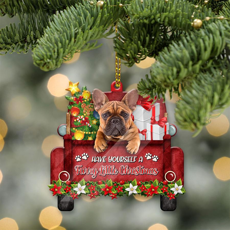 French Bulldog Sit On A Truck-Two Sided Ornament