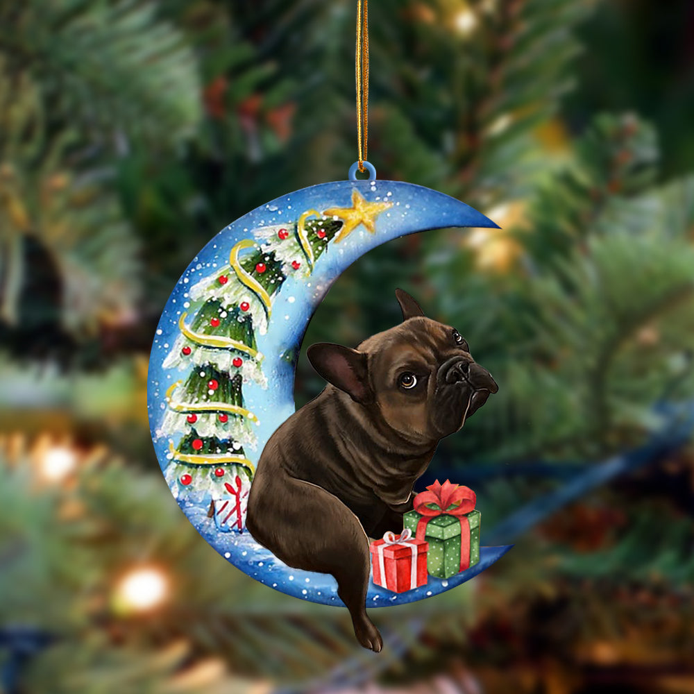 French Bulldog Sit On The Blue Moon-Two Sided Ornament