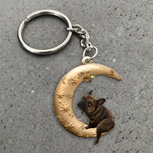 French Bulldog-Dog & Moon Flat Acrylic Keychain