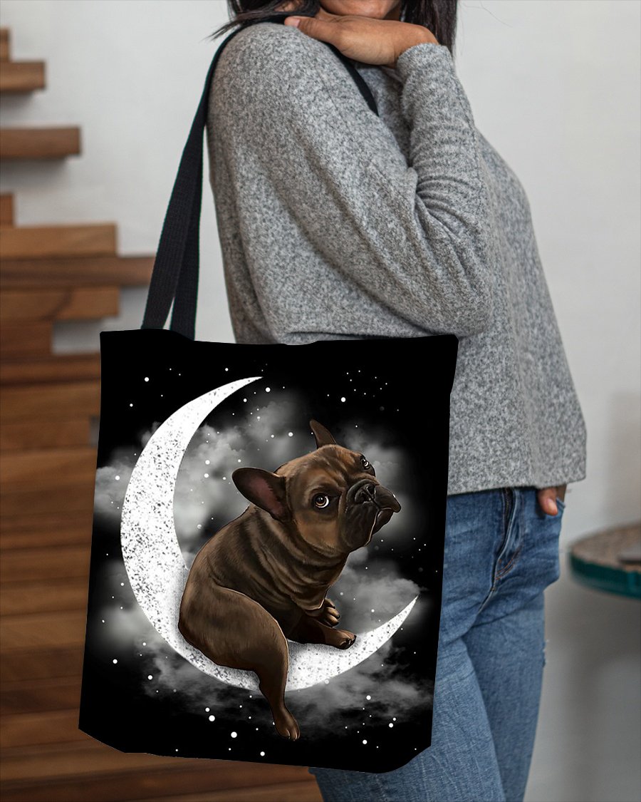 French Bulldog Sit On The Moon With Starts-Cloth Tote Bag