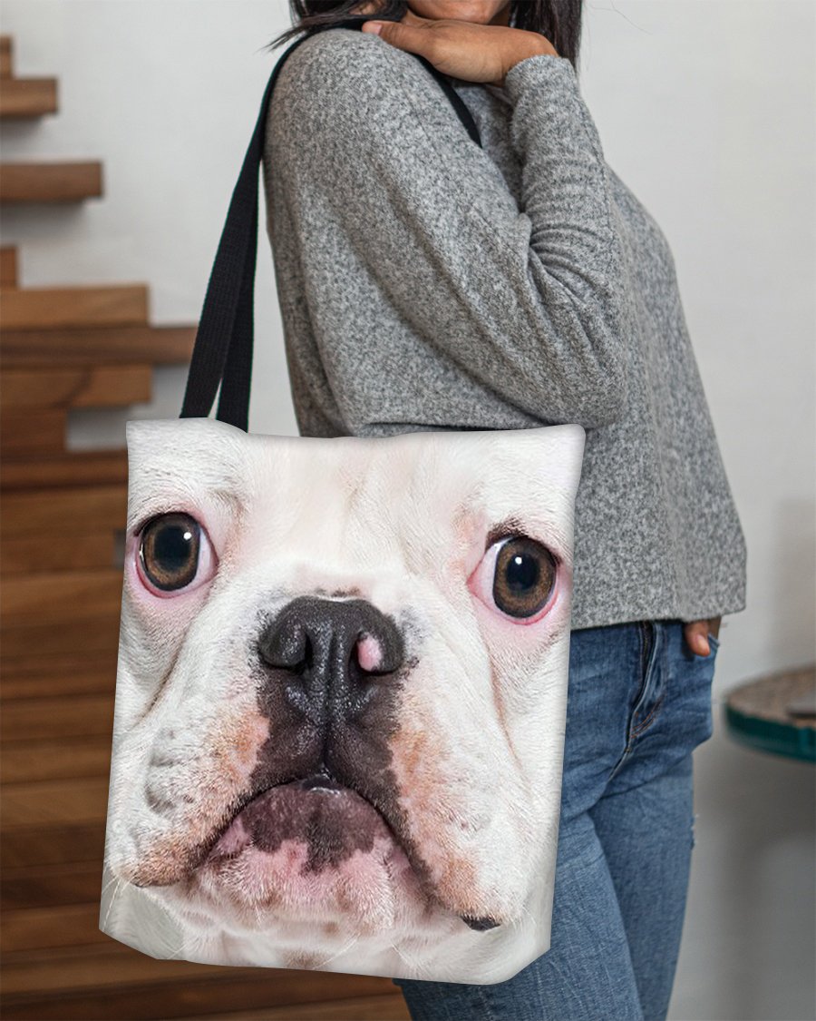 French Bulldog White Face-Cloth Tote Bag