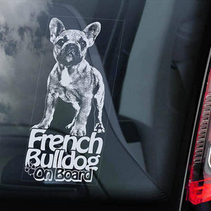 French Bulldog on Board-Car Window Sticker-Dog Sign Decal