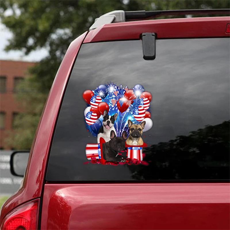 French Bulldog - Fireworks Celebration Car Sticker