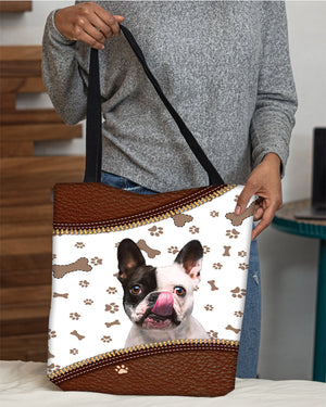 French Bulldog (2)-Zipper Texture-Cloth Tote Bag