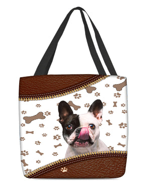 French Bulldog (2)-Zipper Texture-Cloth Tote Bag