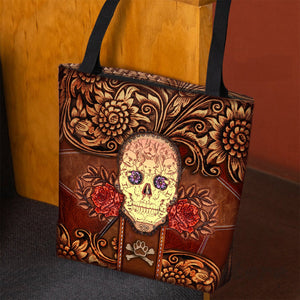 French Bulldog (2) Skull Flower Cloth Tote Bag