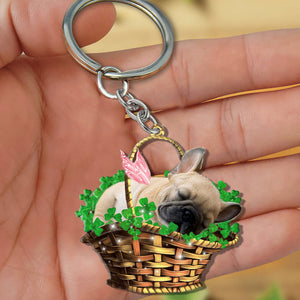 French bulldog-Sleeping Lucky Fairy Flat Acrylic Keychain