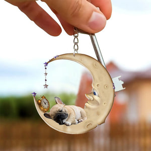 French bulldog-Sleeping on the moon Keychain