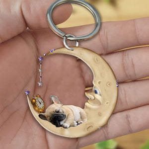 French bulldog-Sleeping on the moon Keychain