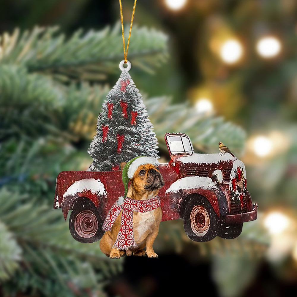 French bulldog 1-Christmas Truck Two Sided Ornament