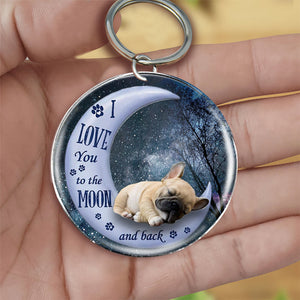 French bulldog Moon Back-Round Resin Epoxy Metal Keychain