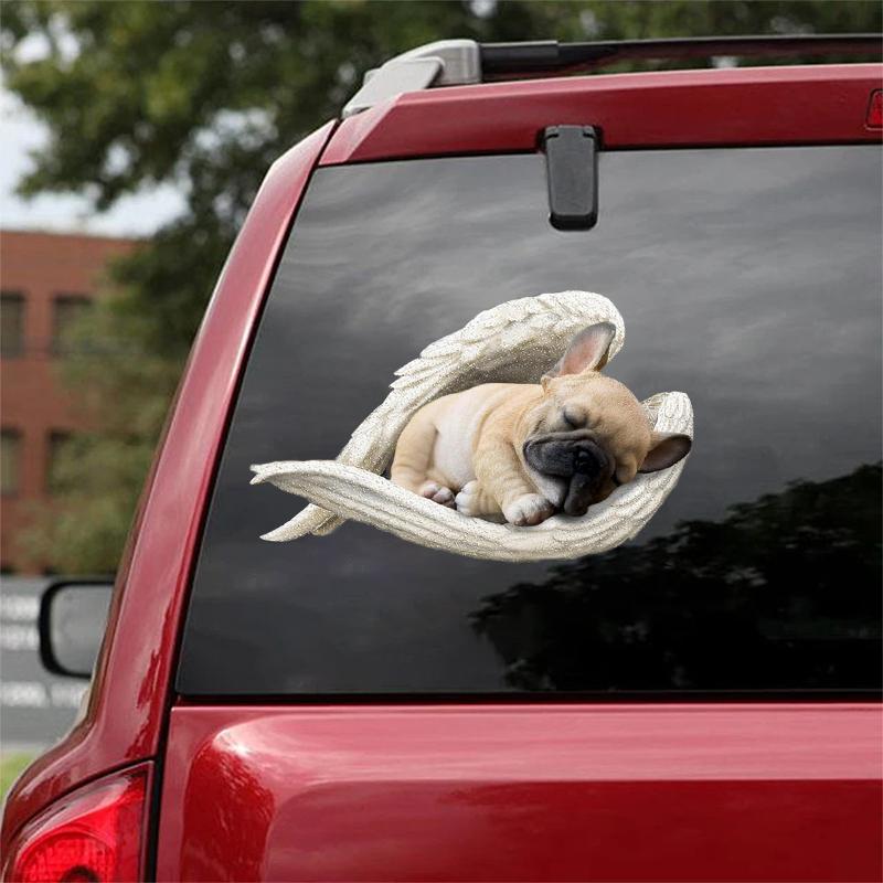 French bulldog-sleeping angel CAR STICKER