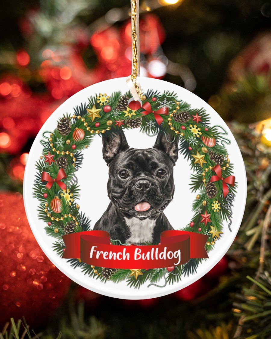 Frenchie-Noel Circle-Two Sided Ornament