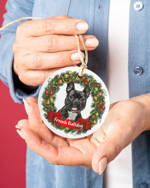 Frenchie-Noel Circle-Two Sided Ornament