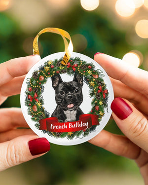 Frenchie-Noel Circle-Two Sided Ornament