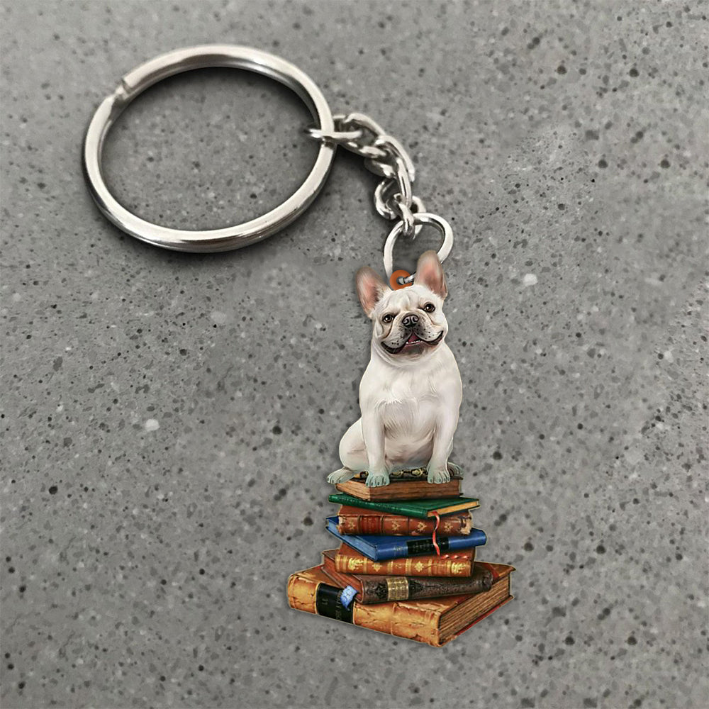 Frenchie-Sit On The Book-Flat Acrylic Keychain