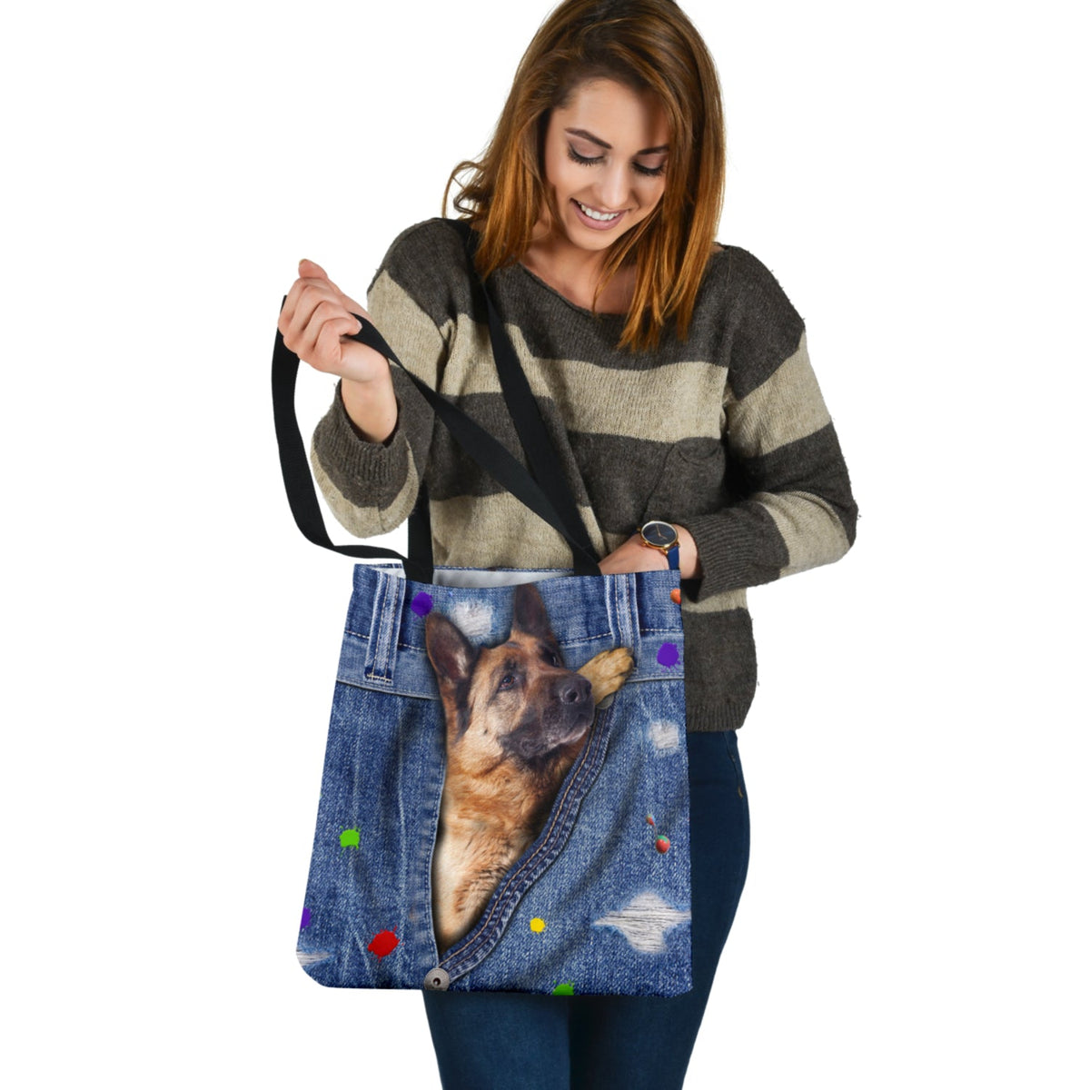 GERMAN SHEPHERD-The Rainbow-Cloth Tote Bag