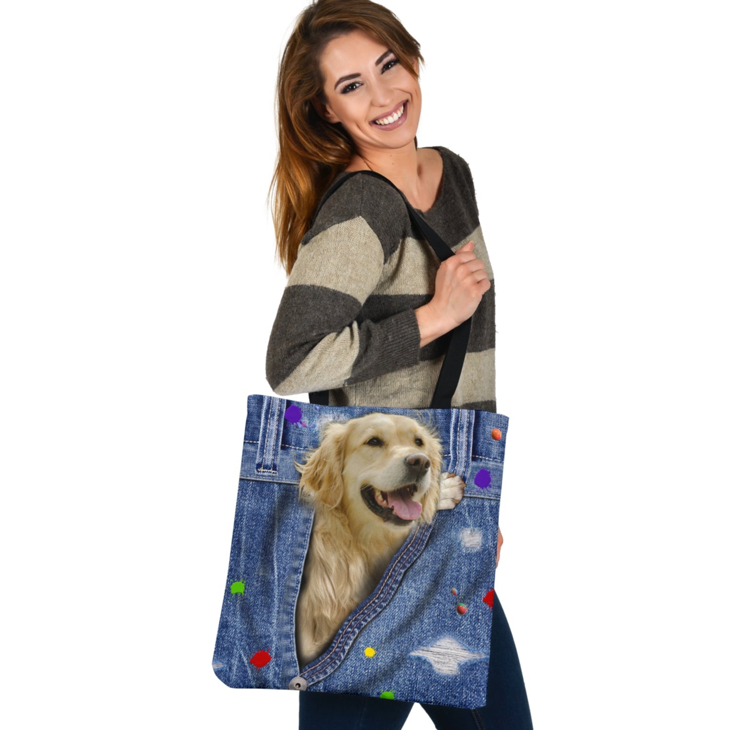 GOLDEN RETRIEVER-The Rainbow-Cloth Tote Bag