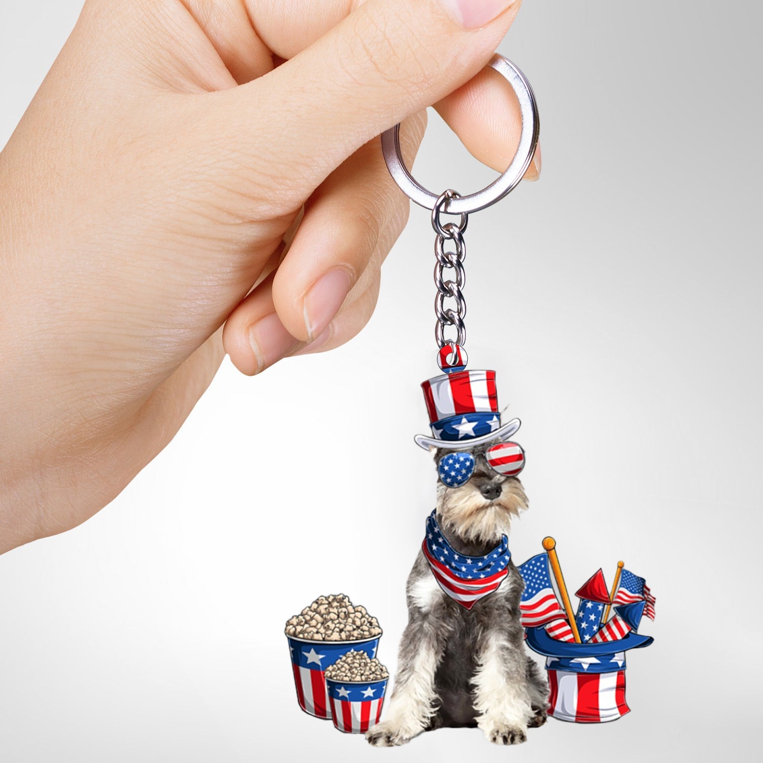 GREY Miniature Schnauzer-July Stuff Flat Acrylic Keychain