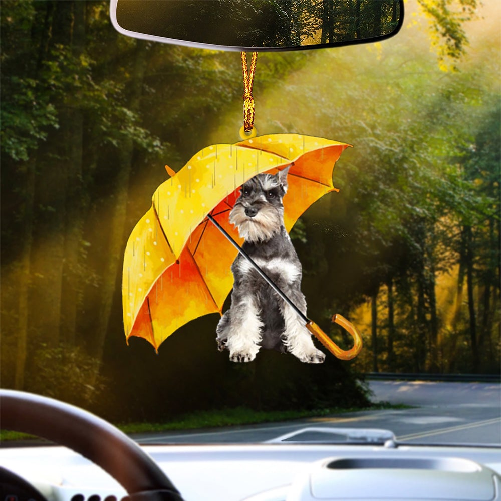 GREY Miniature Schnauzer-The Umbrella Two Sides Ornament