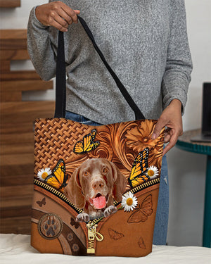 German Shorthaired Pointer Butterfly Daisy Cloth Tote Bag