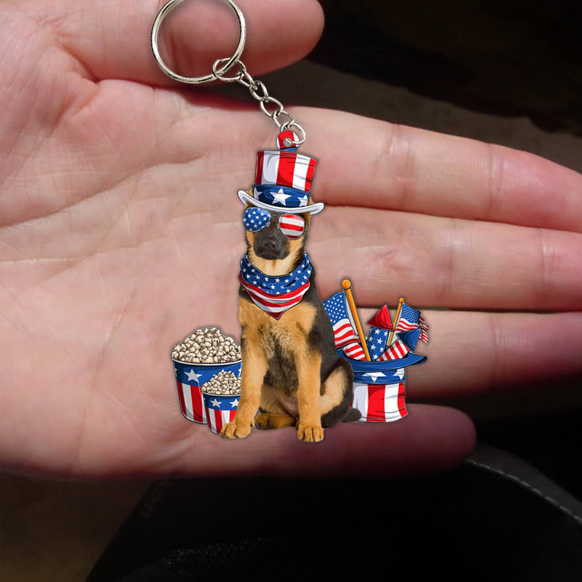 German Shepherd 1-July Stuff Flat Acrylic Keychain