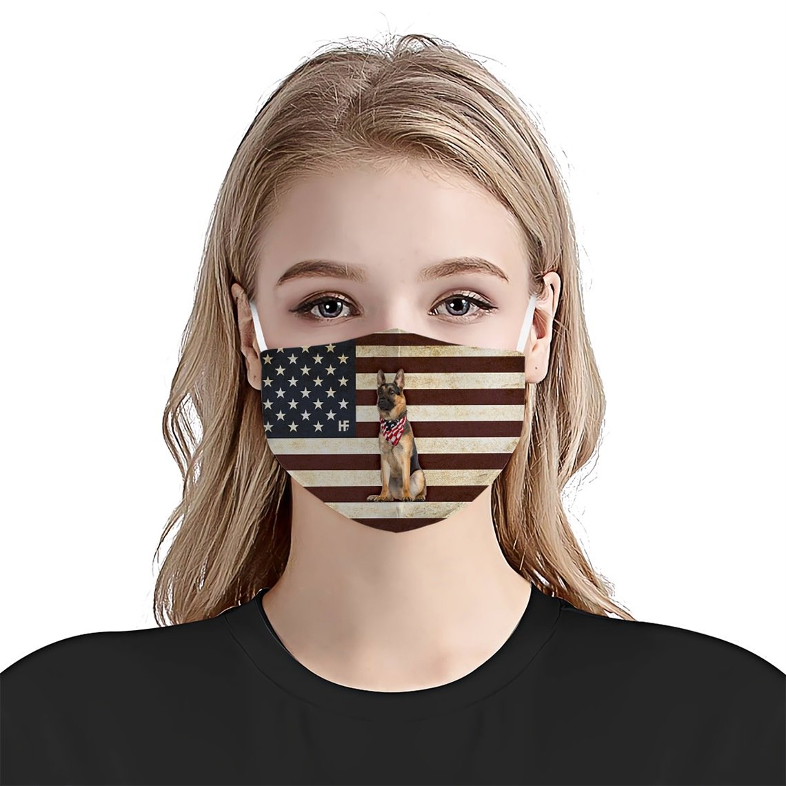 German Shepherd American Flag EZ03 1105 Face Mask