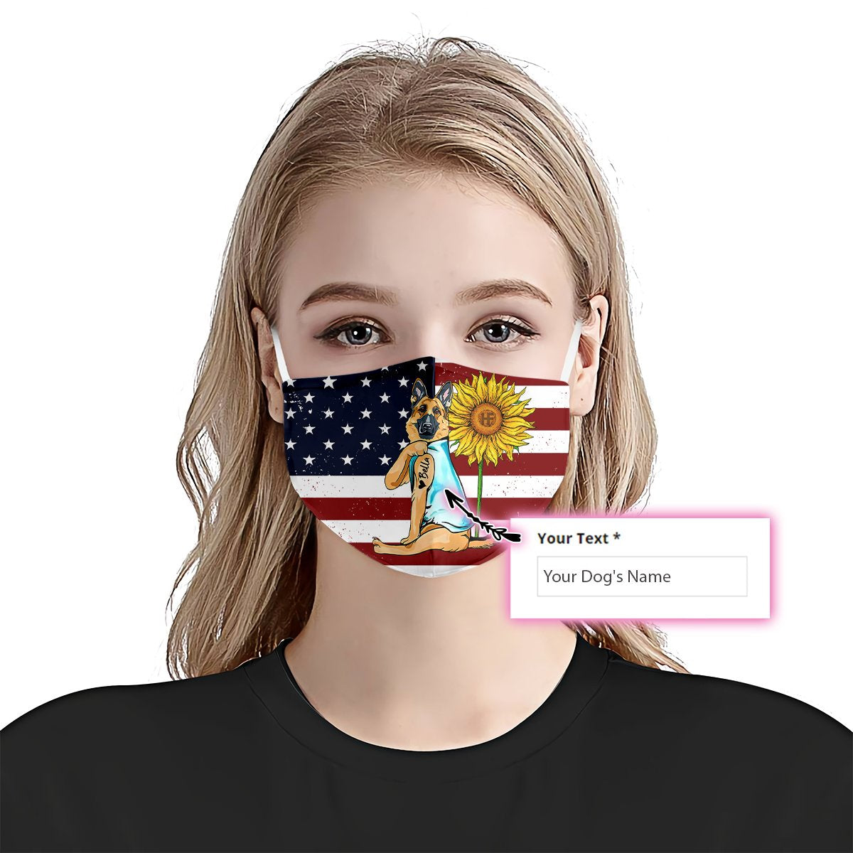 German Shepherd American Flag EZ07 1805 Custom Face Mask