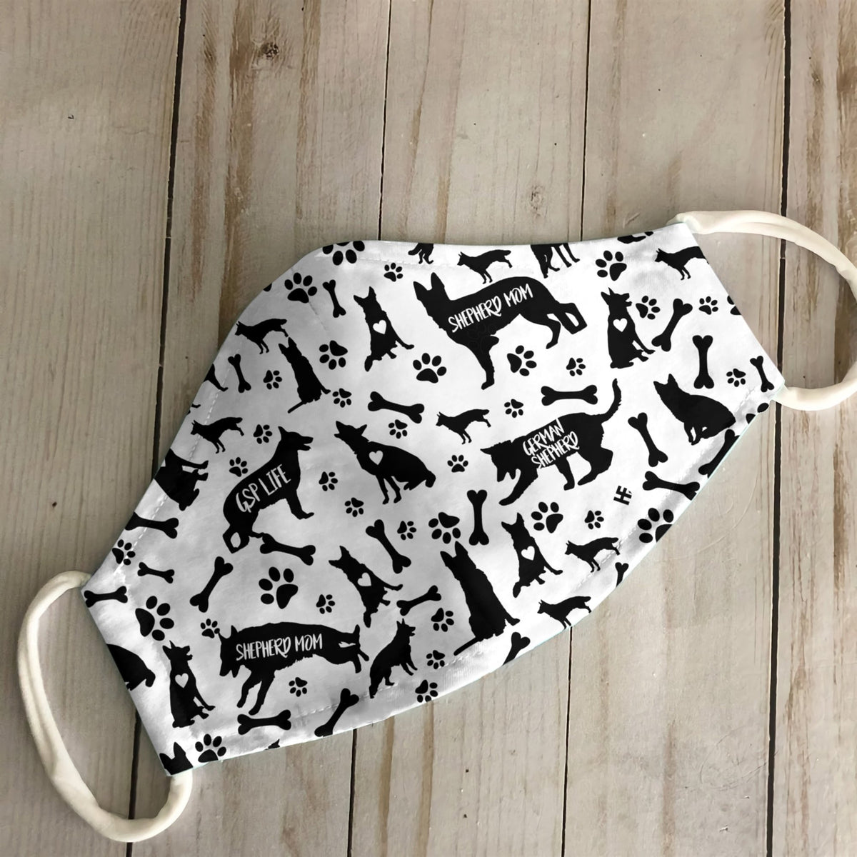 German Shepherd Black &amp; White Pattern EZ07 2707 Face Mask