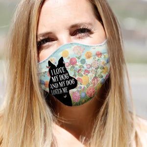 German Shepherd Silhouette I Love My Dog Floral EZ02 0206 Face Mask