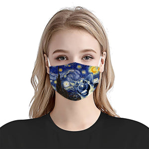 German Shepherd Dog Portrait Starry Night Styles EZ02 1804 Face Mask