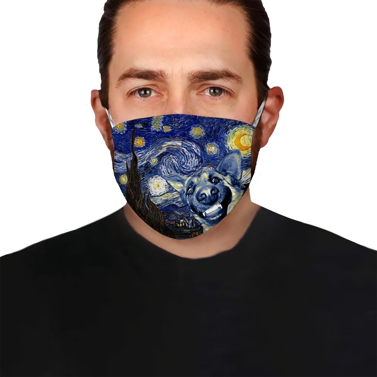 German Shepherd Dog Portrait Starry Night Styles EZ02 1804 Face Mask