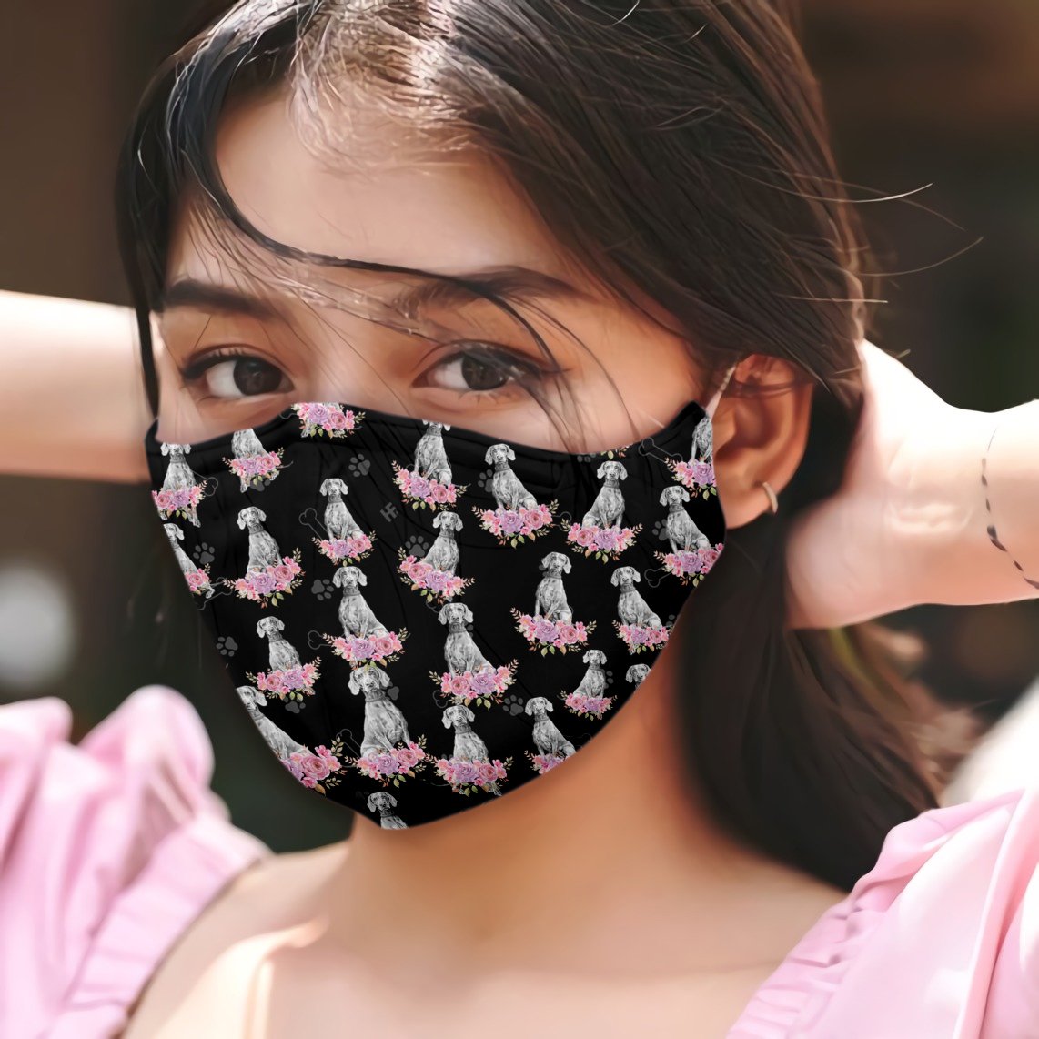 Premium Staffordshire Bull Terrier Pink Floral EZ09 0807 Face Mask