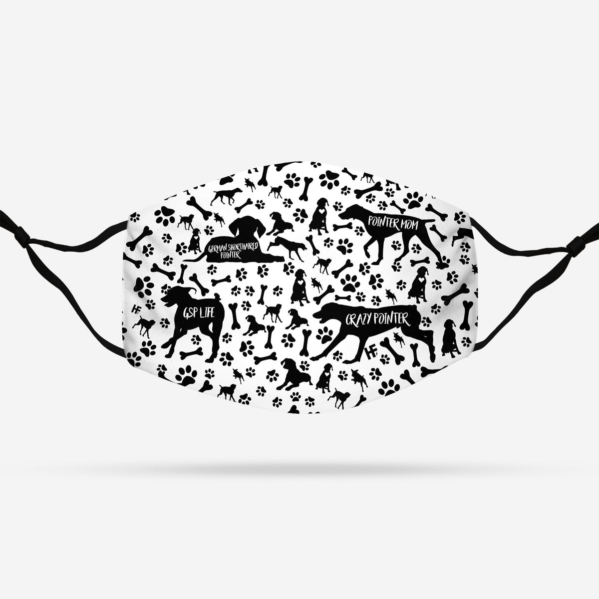 German Shorthaired Pointer Black &amp; White Pattern EZ07 1108 Face Mask