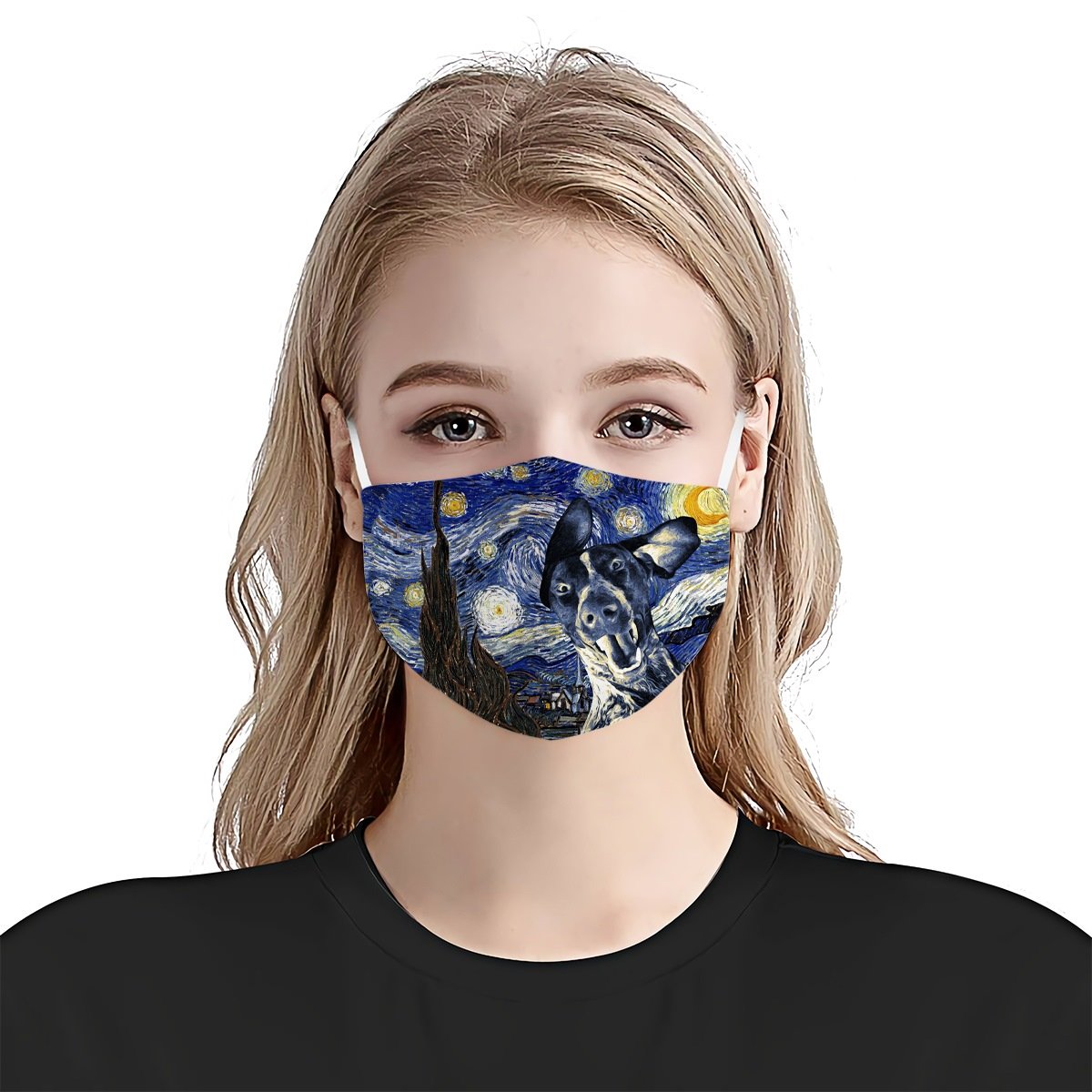 German Shorthaired Pointer Dog Portrait Starry Night Styles EZ02 1804 Face Mask