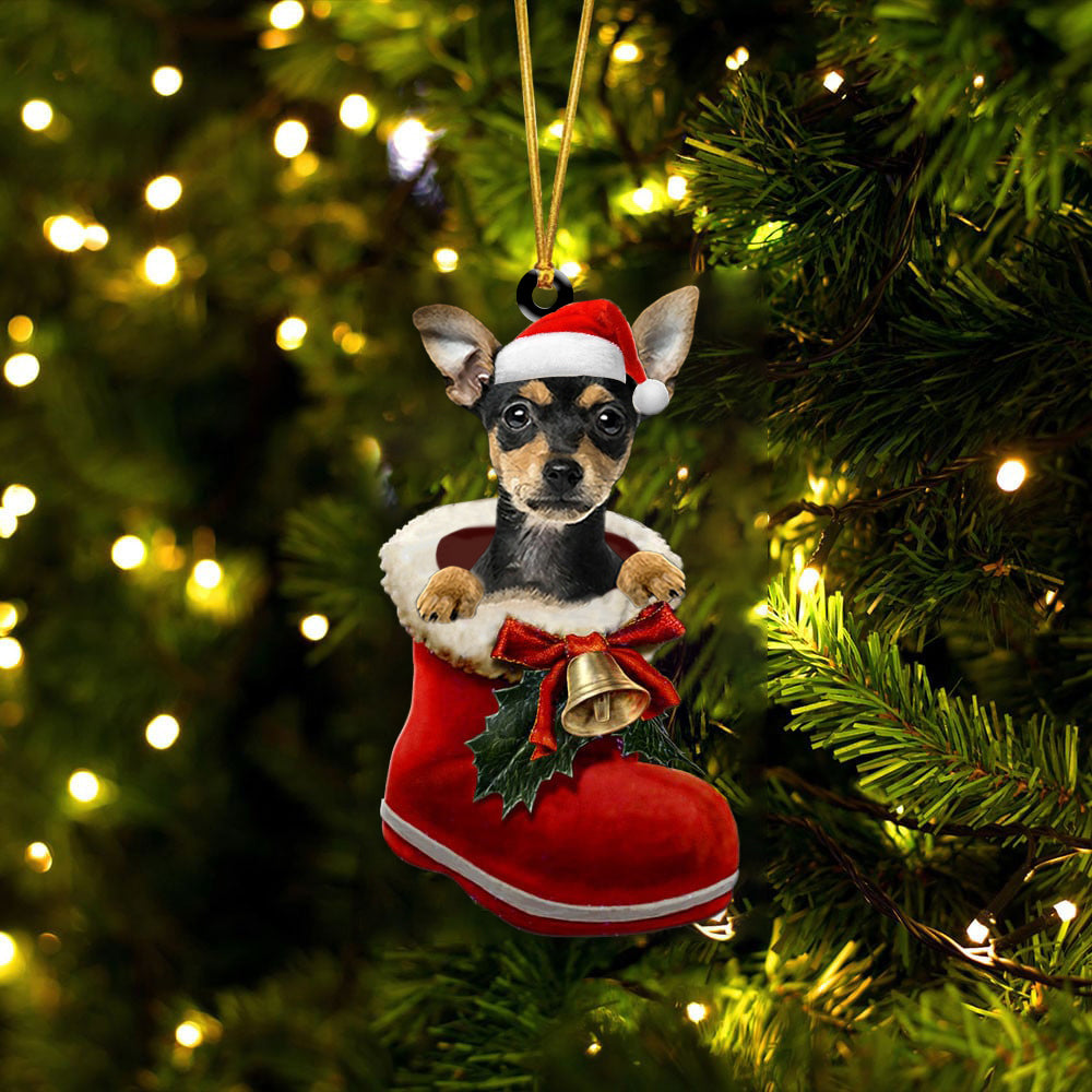 German Pinscher-1-In Santa Boot Christmas-Two Sided Ornament