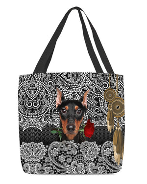 German Pinscher-Rose Cloth Tote Bag